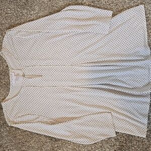 Charter Club Pleated Black & White Business Casual Gold Button Blouse Size L